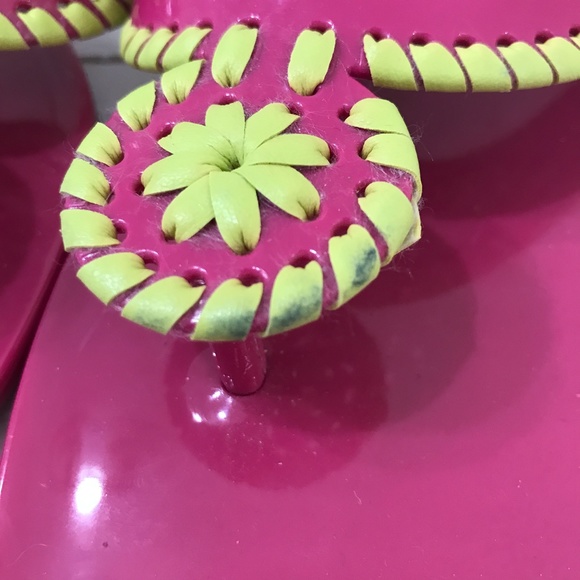 JACK ROGERS Bahamas Jelly Sandals Pink Yellow Thong Sandal - Picture 2 of 5